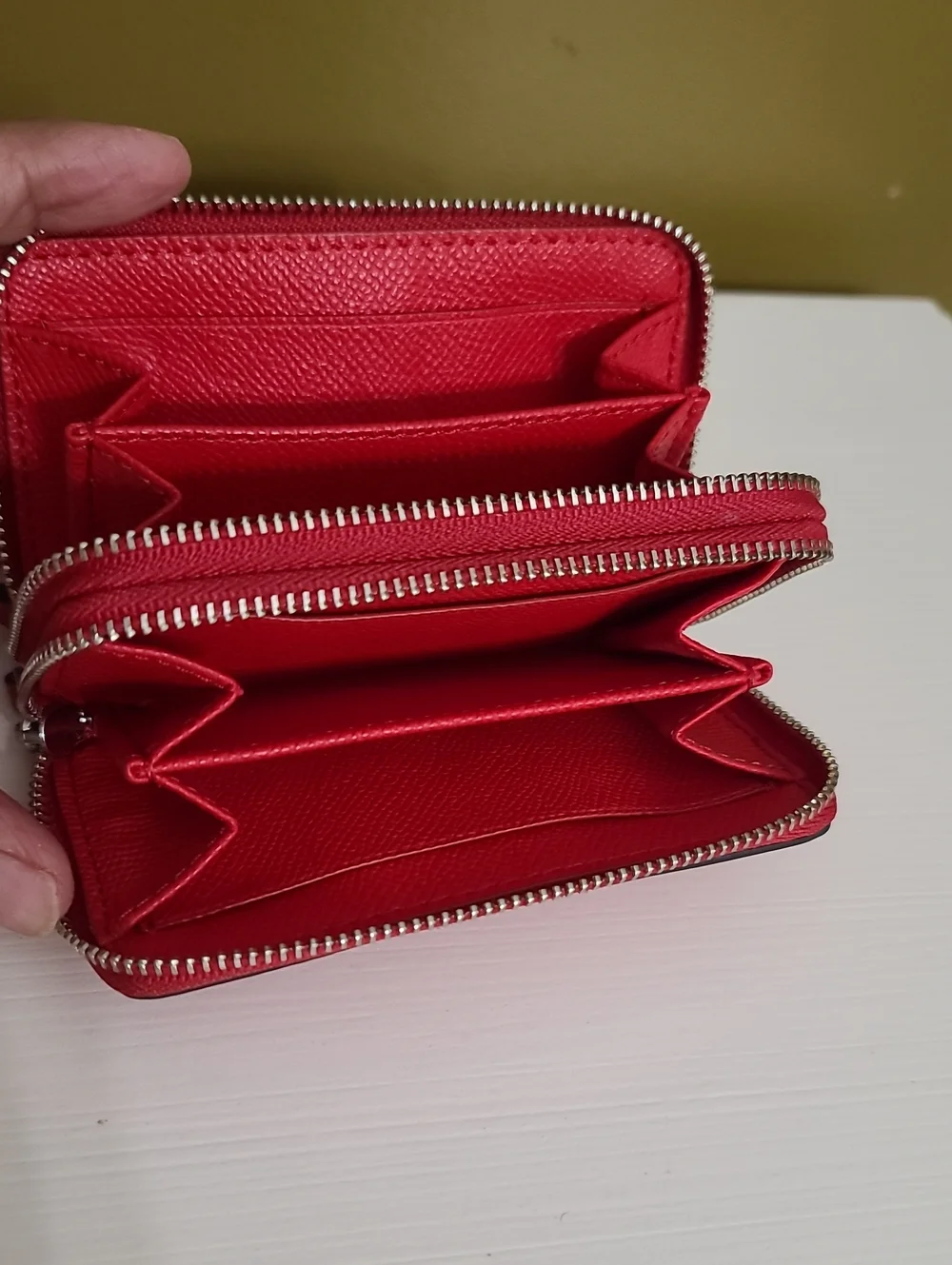 COACH Red Zip Wallet - Pebbled Leather